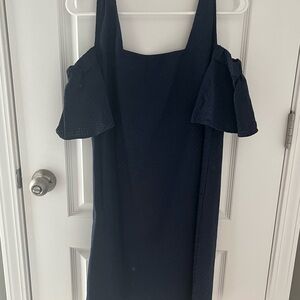 Elegant Navy Off-Shoulder Dress